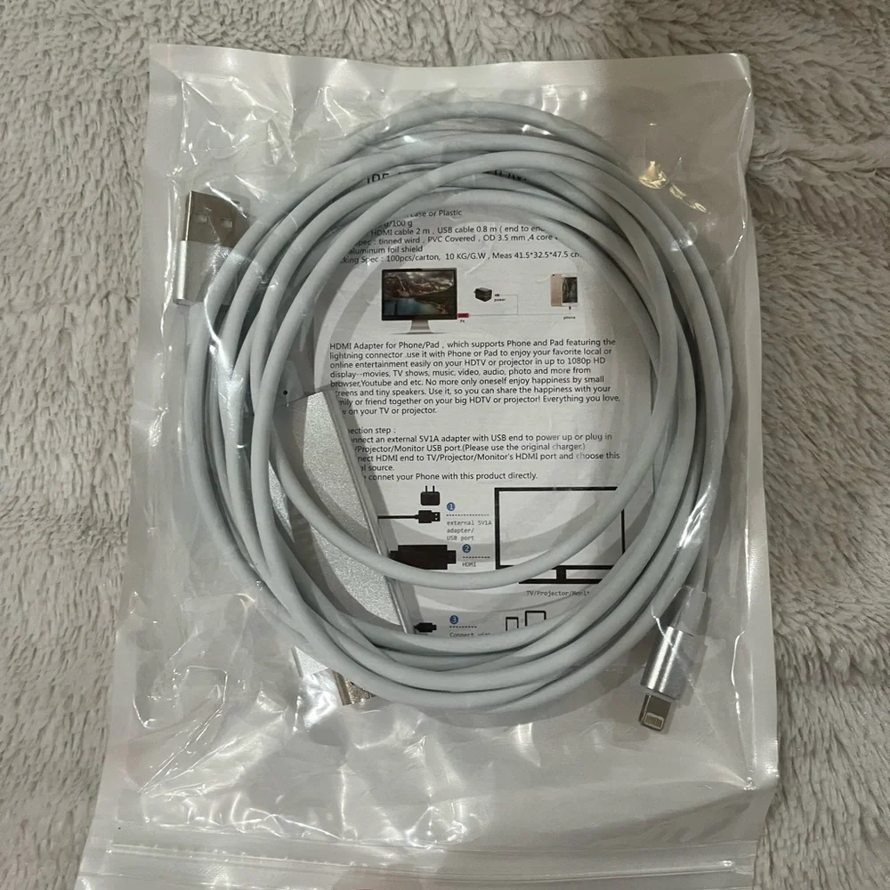 Premium Silver HDMI to LIGHTNING Cable for iPhone